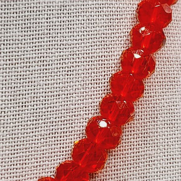 Artisan Red Crystal Necklace 16 Inch Gold Tone Toggle Clasp Statement - Picture 4 of 8